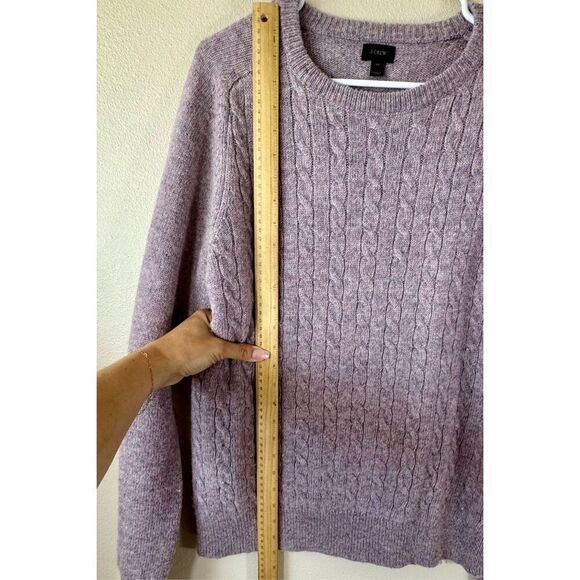 J. Crew Cable Knit Women's 100% Wool Pullover Mauve Sweater Medium - Picture 8 of 11